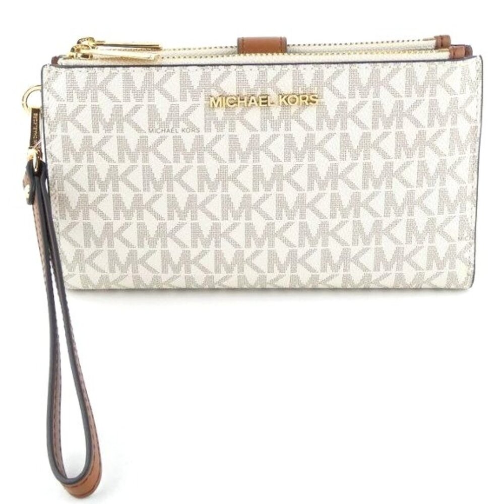 Michael Kors Vanilla Jet Set Travel Large Double‎ Zip Wristlet NWT